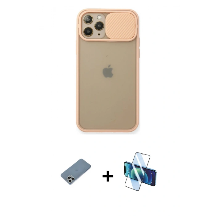 MARSİLYAN™- iPhone 11 Pro Kılıf Vadi Çizgi - Siyah 3D Antistatik Seramik Nano Ekran Koruyucu + Shine Kamera Lens Koruma Cam - GS