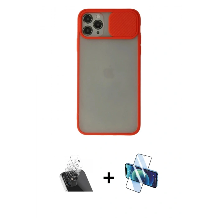 MARSİLYAN™- iPhone 11 Pro Kılıf Vadi Çizgi - Siyah 3D Antistatik Seramik Nano Ekran Koruyucu + Kamera Lens Koruma Cam - SF