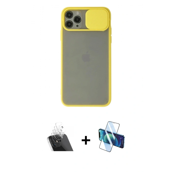 MARSİLYAN™- iPhone 11 Pro Kılıf Vadi Çizgi - Siyah 3D Antistatik Seramik Nano Ekran Koruyucu + Kamera Lens Koruma Cam - SF