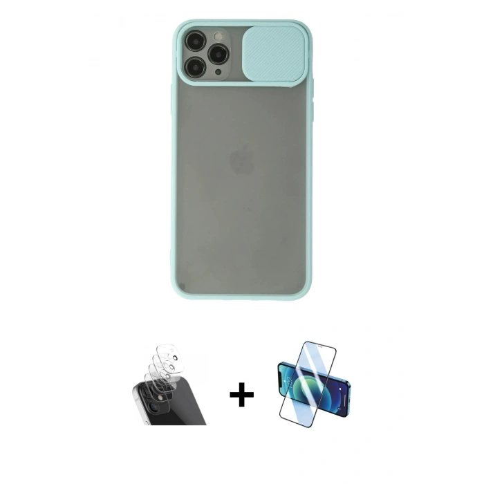 MARSİLYAN™- iPhone 11 Pro Kılıf Vadi Çizgi - Siyah 3D Antistatik Seramik Nano Ekran Koruyucu + Kamera Lens Koruma Cam - SF
