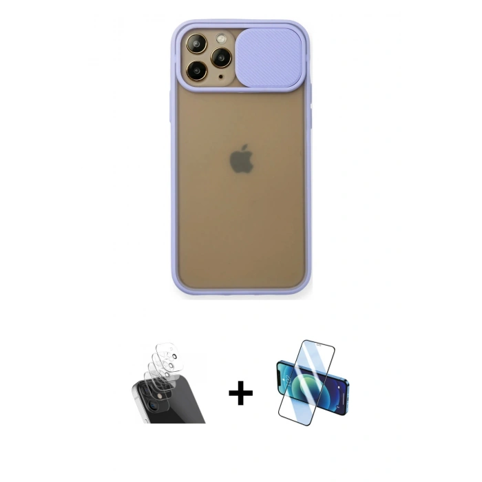 MARSİLYAN™- iPhone 11 Pro Kılıf Vadi Çizgi - Siyah 3D Antistatik Seramik Nano Ekran Koruyucu + Kamera Lens Koruma Cam - SF