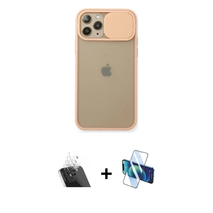 MARSİLYAN™- iPhone 11 Pro Kılıf Vadi Çizgi - Siyah 3D Antistatik Seramik Nano Ekran Koruyucu + Kamera Lens Koruma Cam - SF