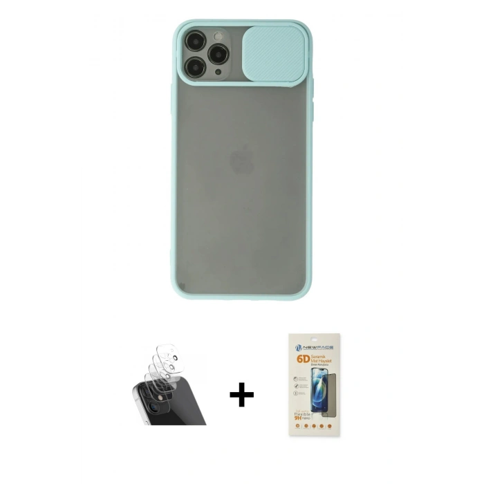 MARSİLYAN™- iPhone 11 Pro Kılıf Vadi Çizgi - Siyah 6D Mat Seramik Hayalet Nano Ekran Koruyucu + Kamera Lens Koruma Cam - SF