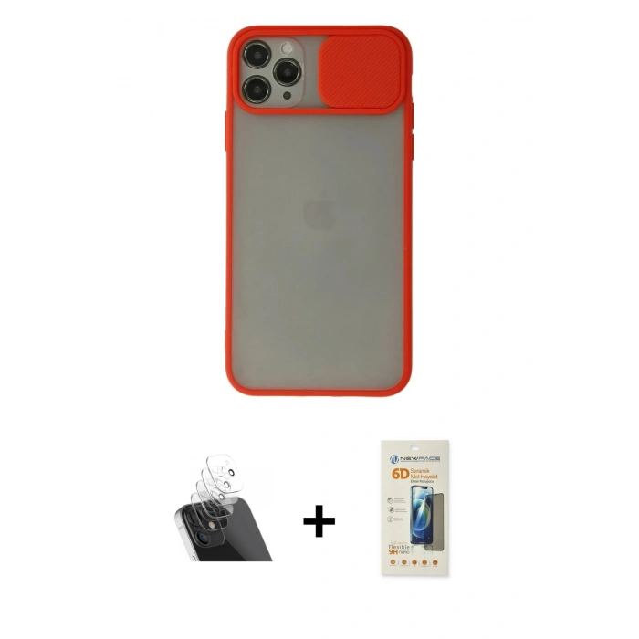 MARSİLYAN™- iPhone 11 Pro Kılıf Vadi Çizgi - Siyah 6D Mat Seramik Hayalet Nano Ekran Koruyucu + Kamera Lens Koruma Cam - SF