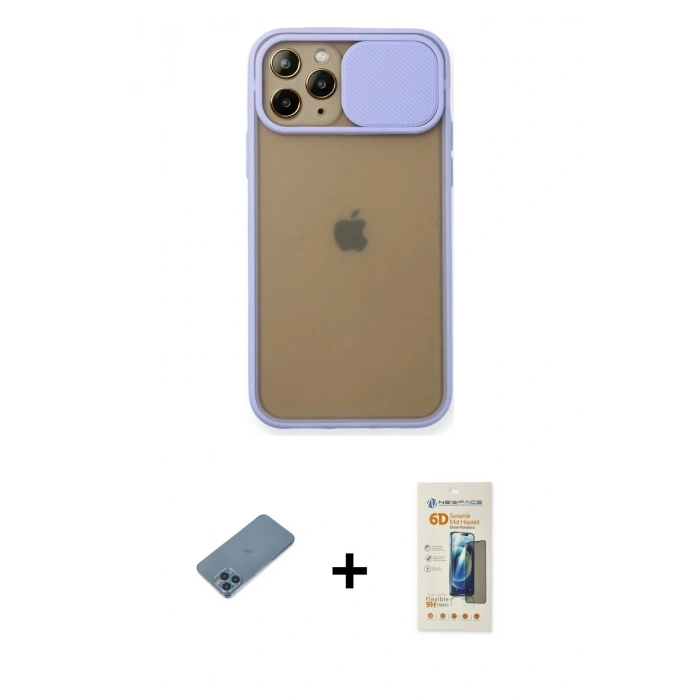 MARSİLYAN™- iPhone 11 Pro Kılıf Vadi Çizgi - Siyah 6D Mat Seramik Hayalet Nano Ekran Koruyucu + Shine Kamera Lens Koruma Cam - MI