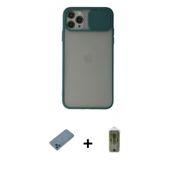 MARSİLYAN™- iPhone 11 Pro Kılıf Vadi Çizgi - Siyah Joko Magic 5D Hayalet Cam + Shine Kamera Lens Koruma Cam - MI