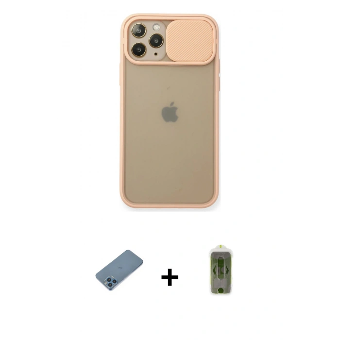 MARSİLYAN™- iPhone 11 Pro Kılıf Vadi Çizgi - Siyah Joko Magic 5D Hayalet Cam + Shine Kamera Lens Koruma Cam - MI