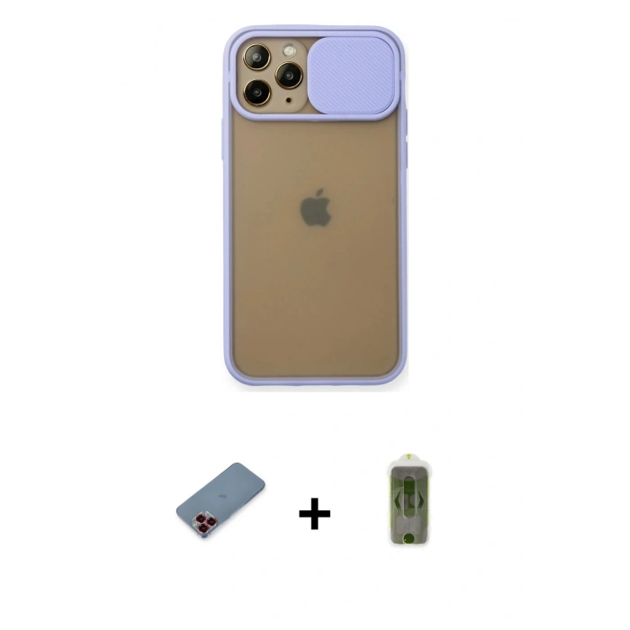 MARSİLYAN™- iPhone 11 Pro Kılıf Vadi Çizgi - Siyah Joko Magic 5D Hayalet Cam + Metal Kamera Lens Koruma Cam - KI