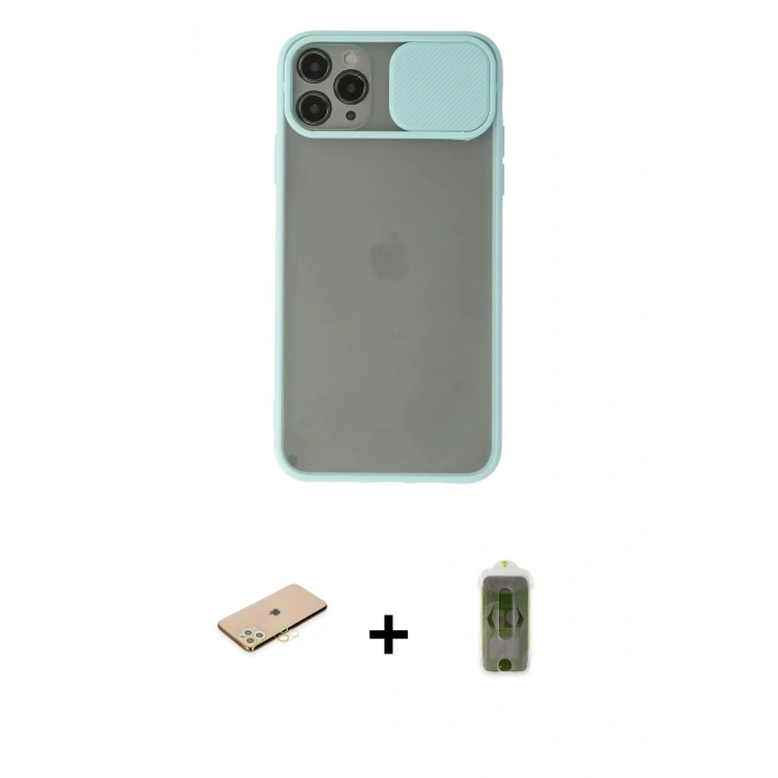 MARSİLYAN™- iPhone 11 Pro Kılıf Vadi Çizgi - Siyah Joko Magic 5D Hayalet Cam + Renkli Kamera Lens Koruma Cam - SI