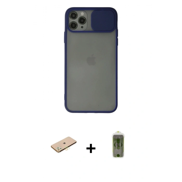 MARSİLYAN™- iPhone 11 Pro Kılıf Vadi Çizgi - Siyah Joko Magic 5D Hayalet Cam + Renkli Kamera Lens Koruma Cam - SI