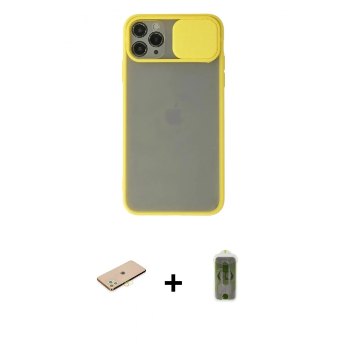 MARSİLYAN™- iPhone 11 Pro Kılıf Vadi Çizgi - Siyah Joko Magic 5D Hayalet Cam + Renkli Kamera Lens Koruma Cam - SI