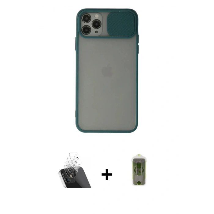 MARSİLYAN™- iPhone 11 Pro Kılıf Vadi Çizgi - Siyah Joko Magic 5D Hayalet Cam + Kamera Lens Koruma Cam - SF