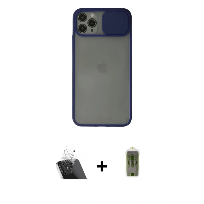 MARSİLYAN™- iPhone 11 Pro Kılıf Vadi Çizgi - Siyah Joko Magic 5D Hayalet Cam + Kamera Lens Koruma Cam - SF