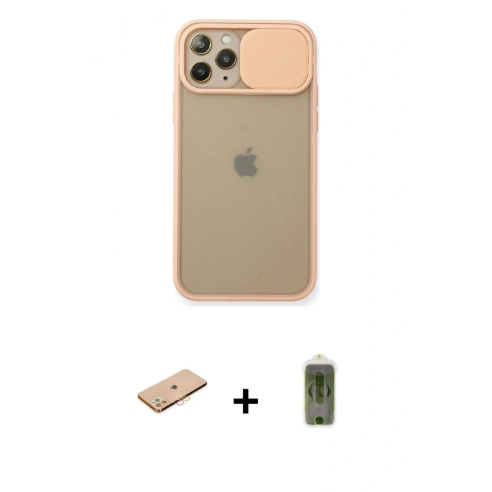 MARSİLYAN™- iPhone 11 Pro Kılıf Vadi Çizgi - Siyah Joko Magic 5D Hayalet Cam + Renkli Kamera Lens Koruma Cam - TU