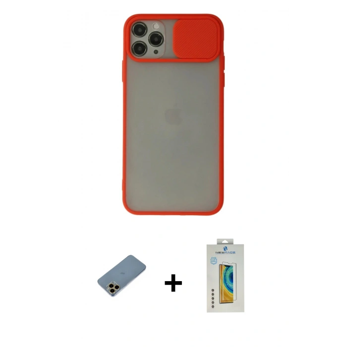 MARSİLYAN™- iPhone 11 Pro Kılıf Vadi Çizgi - Siyah Polymer Nano Ekran Koruyucu + Shine Kamera Lens Koruma Cam - GD