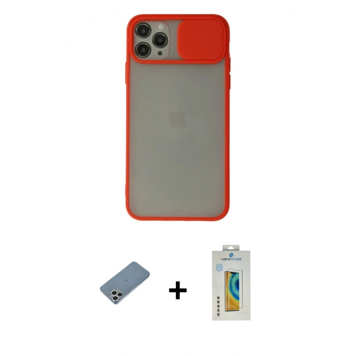 MARSİLYAN™- iPhone 11 Pro Kılıf Vadi Çizgi - Siyah Polymer Nano Ekran Koruyucu + Shine Kamera Lens Koruma Cam - GS