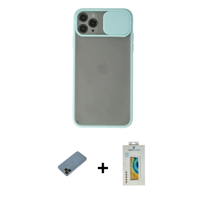 MARSİLYAN™- iPhone 11 Pro Kılıf Vadi Çizgi - Siyah Polymer Nano Ekran Koruyucu + Shine Kamera Lens Koruma Cam - SH