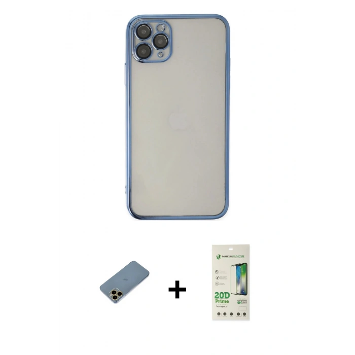 MARSİLYAN™- iPhone 11 Pro Kılıf Vadi Minimal - Siyah 20D Premium Cam Ekran Koruyucu + Shine Kamera Lens Koruma Cam - GD