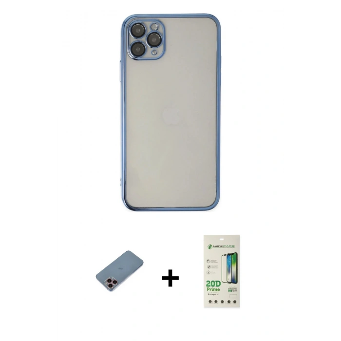 MARSİLYAN™- iPhone 11 Pro Kılıf Vadi Minimal - Siyah 20D Premium Cam Ekran Koruyucu + Shine Kamera Lens Koruma Cam - PE