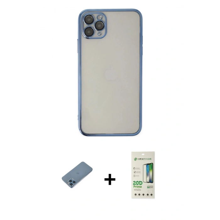 MARSİLYAN™- iPhone 11 Pro Kılıf Vadi Minimal - Siyah 20D Premium Cam Ekran Koruyucu + Shine Kamera Lens Koruma Cam - MI