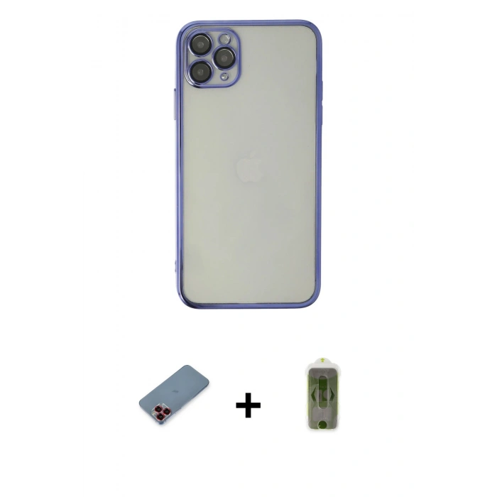 MARSİLYAN™- iPhone 11 Pro Kılıf Vadi Minimal - Siyah Joko Magic 5D Hayalet Cam + Metal Kamera Lens Koruma Cam - KI