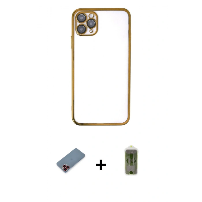 MARSİLYAN™- iPhone 11 Pro Kılıf Vadi Minimal - Siyah Joko Magic 5D Hayalet Cam + Metal Kamera Lens Koruma Cam - KI