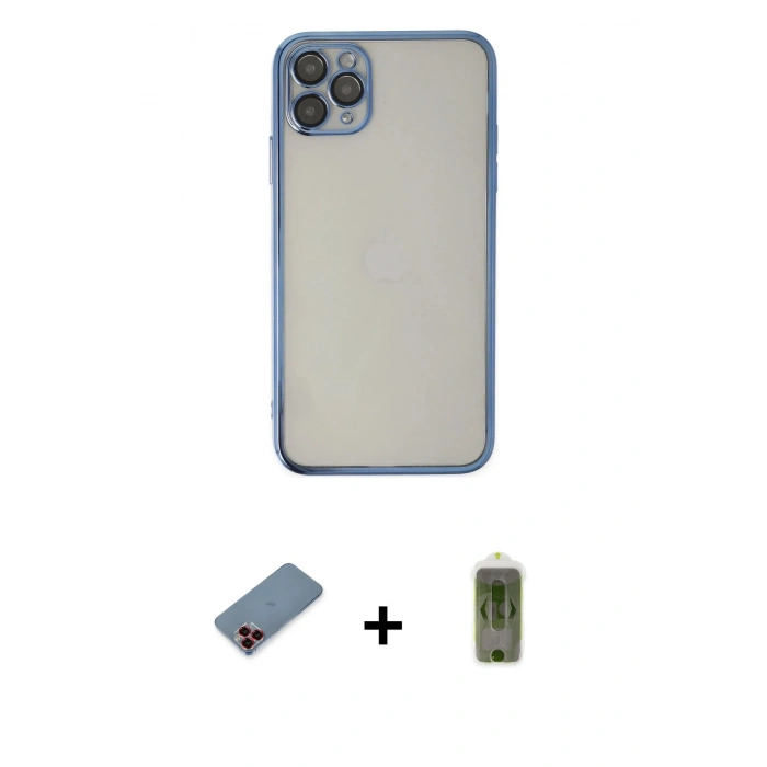 MARSİLYAN™- iPhone 11 Pro Kılıf Vadi Minimal - Siyah Joko Magic 5D Hayalet Cam + Metal Kamera Lens Koruma Cam - KI