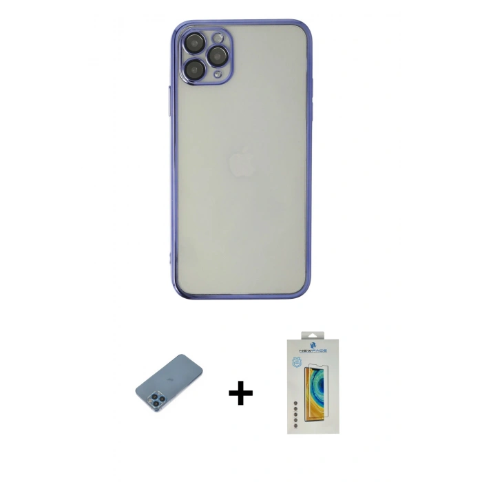 MARSİLYAN™- iPhone 11 Pro Kılıf Vadi Minimal - Siyah Polymer Nano Ekran Koruyucu + Shine Kamera Lens Koruma Cam - MI