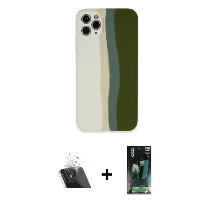 MARSİLYAN™- iPhone 11 Pro Kılıf Yadigar Çizgi - Şeffaf 360 Full Body Arka Koruyucu + Kamera Lens Koruma Cam - SF