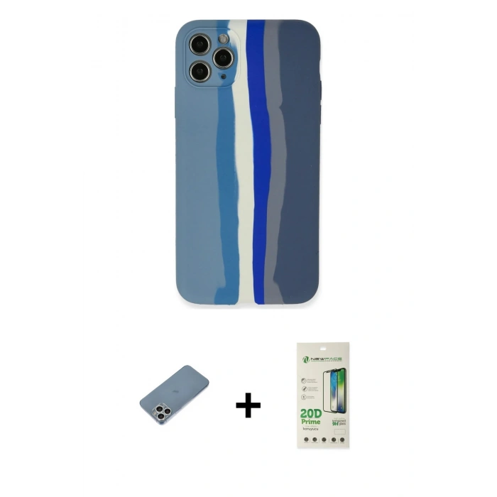 MARSİLYAN™- iPhone 11 Pro Kılıf Yadigar Çizgi - Siyah 20D Premium Cam Ekran Koruyucu + Shine Kamera Lens Koruma Cam - GS