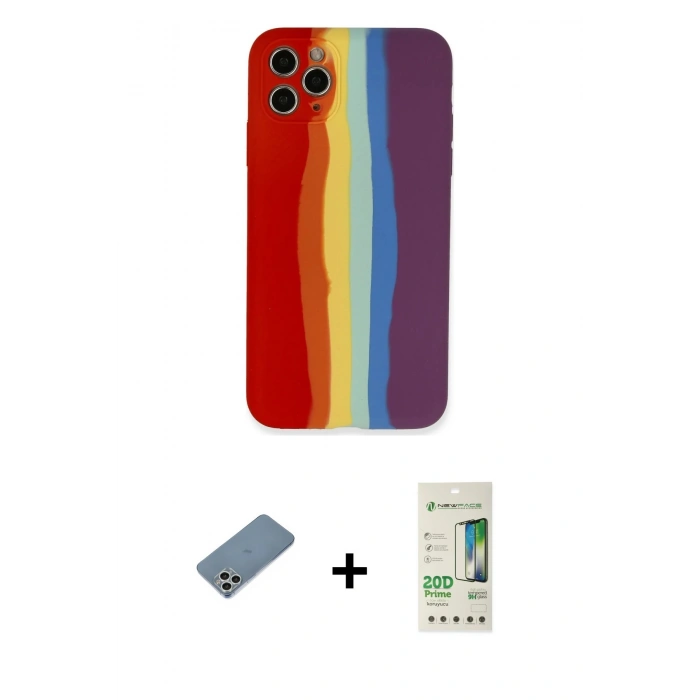 MARSİLYAN™- iPhone 11 Pro Kılıf Yadigar Çizgi - Siyah 20D Premium Cam Ekran Koruyucu + Shine Kamera Lens Koruma Cam - GS