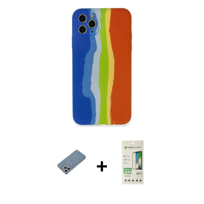 MARSİLYAN™- iPhone 11 Pro Kılıf Yadigar Çizgi - Siyah 20D Premium Cam Ekran Koruyucu + Shine Kamera Lens Koruma Cam - GS