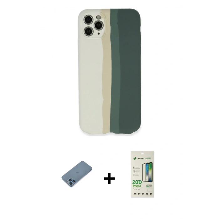 MARSİLYAN™- iPhone 11 Pro Kılıf Yadigar Çizgi - Siyah 20D Premium Cam Ekran Koruyucu + Shine Kamera Lens Koruma Cam - MI
