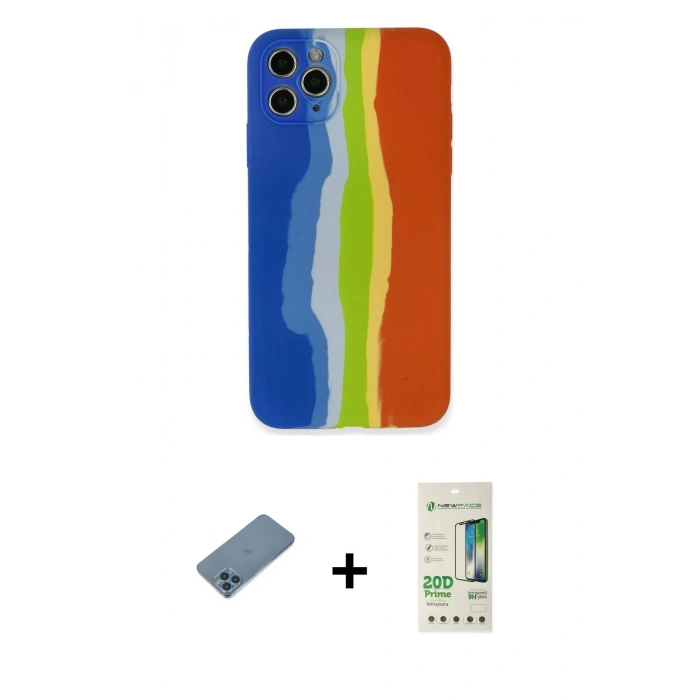 MARSİLYAN™- iPhone 11 Pro Kılıf Yadigar Çizgi - Siyah 20D Premium Cam Ekran Koruyucu + Shine Kamera Lens Koruma Cam - MI