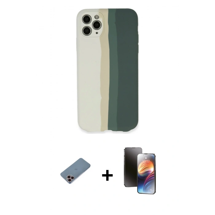 MARSİLYAN™- iPhone 11 Pro Kılıf Yadigar Çizgi - Siyah 3D Antistatik Mat Seramik Nano Ekran Koruyucu + Shine Kamera Lens Koruma Cam - PE