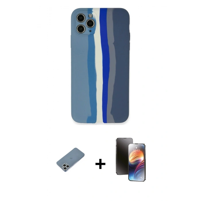 MARSİLYAN™- iPhone 11 Pro Kılıf Yadigar Çizgi - Siyah 3D Antistatik Mat Seramik Nano Ekran Koruyucu + Shine Kamera Lens Koruma Cam - GS