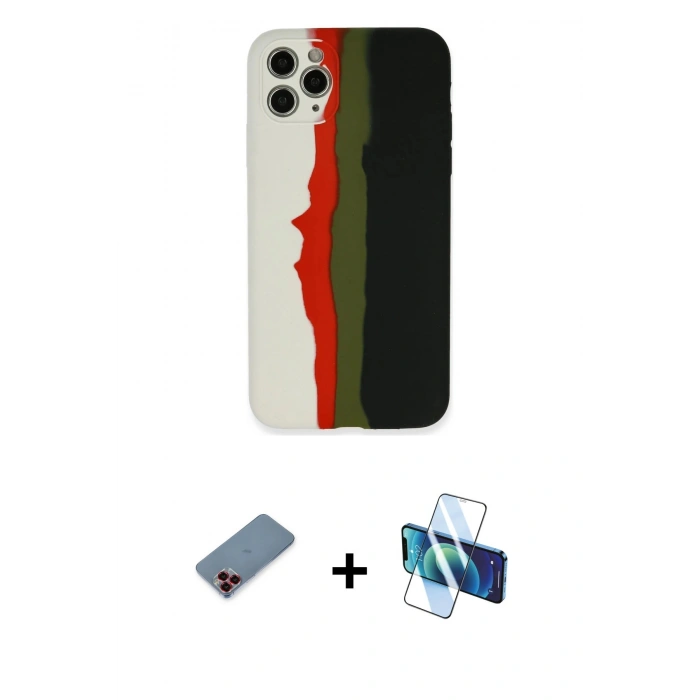 MARSİLYAN™- iPhone 11 Pro Kılıf Yadigar Çizgi - Siyah 3D Antistatik Seramik Nano Ekran Koruyucu + Metal Kamera Lens Koruma Cam - KI