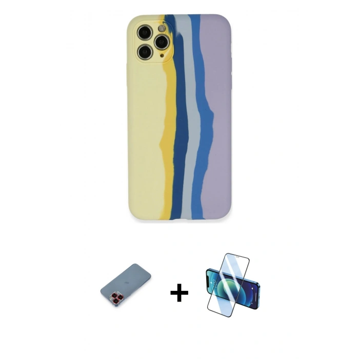MARSİLYAN™- iPhone 11 Pro Kılıf Yadigar Çizgi - Siyah 3D Antistatik Seramik Nano Ekran Koruyucu + Metal Kamera Lens Koruma Cam - KI
