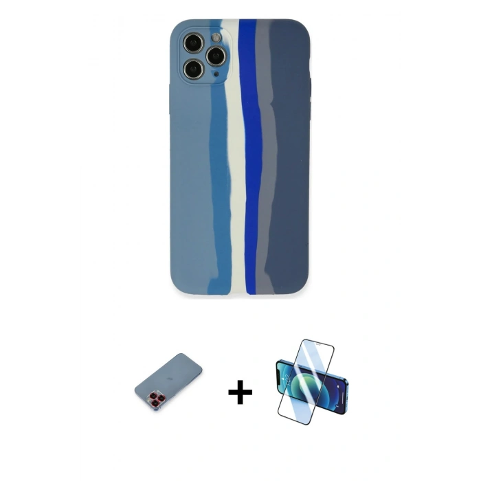 MARSİLYAN™- iPhone 11 Pro Kılıf Yadigar Çizgi - Siyah 3D Antistatik Seramik Nano Ekran Koruyucu + Metal Kamera Lens Koruma Cam - KI