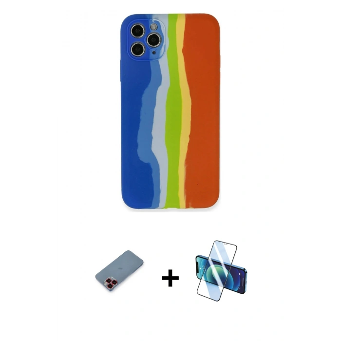 MARSİLYAN™- iPhone 11 Pro Kılıf Yadigar Çizgi - Siyah 3D Antistatik Seramik Nano Ekran Koruyucu + Metal Kamera Lens Koruma Cam - KI