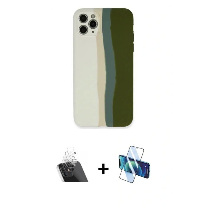 MARSİLYAN™- iPhone 11 Pro Kılıf Yadigar Çizgi - Siyah 3D Antistatik Seramik Nano Ekran Koruyucu + Kamera Lens Koruma Cam - SF