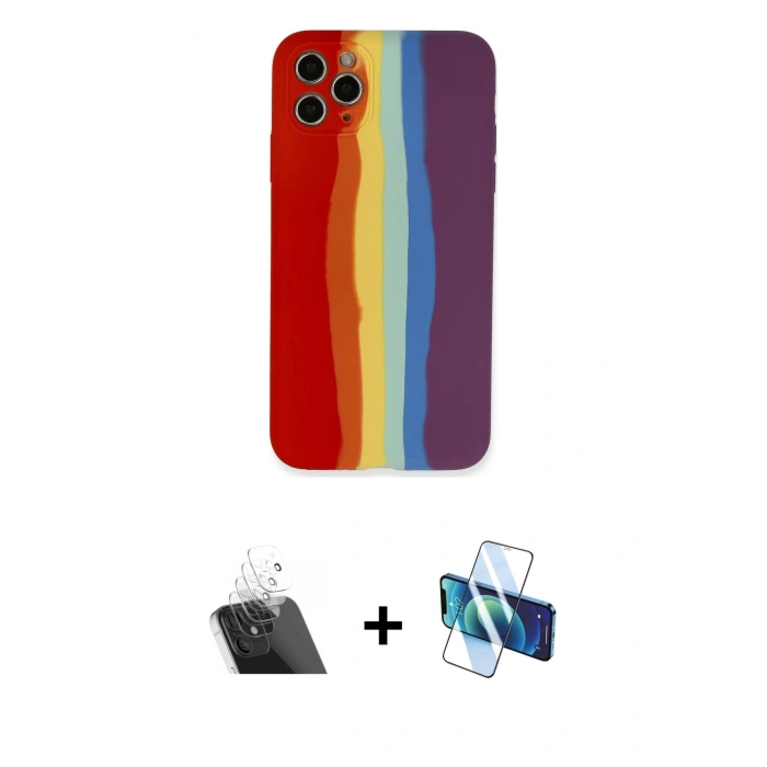 MARSİLYAN™- iPhone 11 Pro Kılıf Yadigar Çizgi - Siyah 3D Antistatik Seramik Nano Ekran Koruyucu + Kamera Lens Koruma Cam - SF