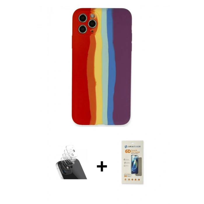 MARSİLYAN™- iPhone 11 Pro Kılıf Yadigar Çizgi - Siyah 6D Mat Seramik Hayalet Nano Ekran Koruyucu + Kamera Lens Koruma Cam - SF