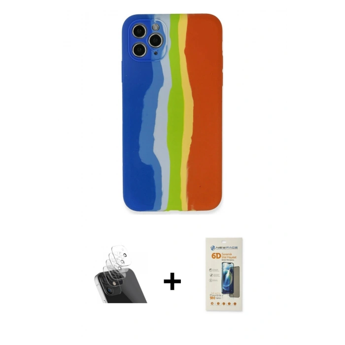 MARSİLYAN™- iPhone 11 Pro Kılıf Yadigar Çizgi - Siyah 6D Mat Seramik Hayalet Nano Ekran Koruyucu + Kamera Lens Koruma Cam - SF