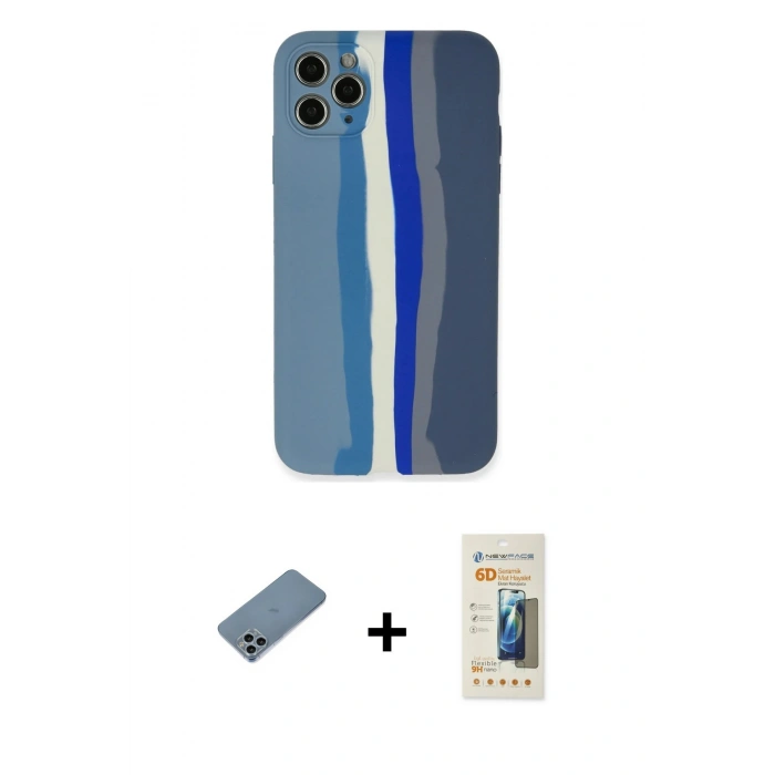 MARSİLYAN™- iPhone 11 Pro Kılıf Yadigar Çizgi - Siyah 6D Mat Seramik Hayalet Nano Ekran Koruyucu + Shine Kamera Lens Koruma Cam - SABE