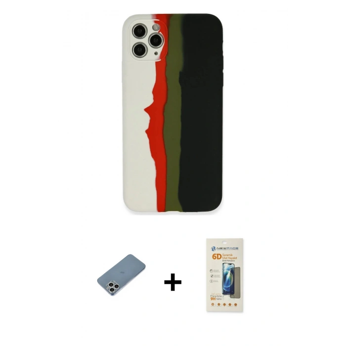 MARSİLYAN™- iPhone 11 Pro Kılıf Yadigar Çizgi - Siyah 6D Mat Seramik Hayalet Nano Ekran Koruyucu + Shine Kamera Lens Koruma Cam - GS