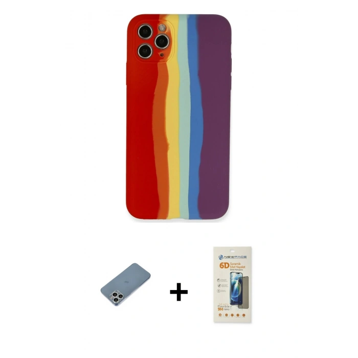 MARSİLYAN™- iPhone 11 Pro Kılıf Yadigar Çizgi - Siyah 6D Mat Seramik Hayalet Nano Ekran Koruyucu + Shine Kamera Lens Koruma Cam - GS