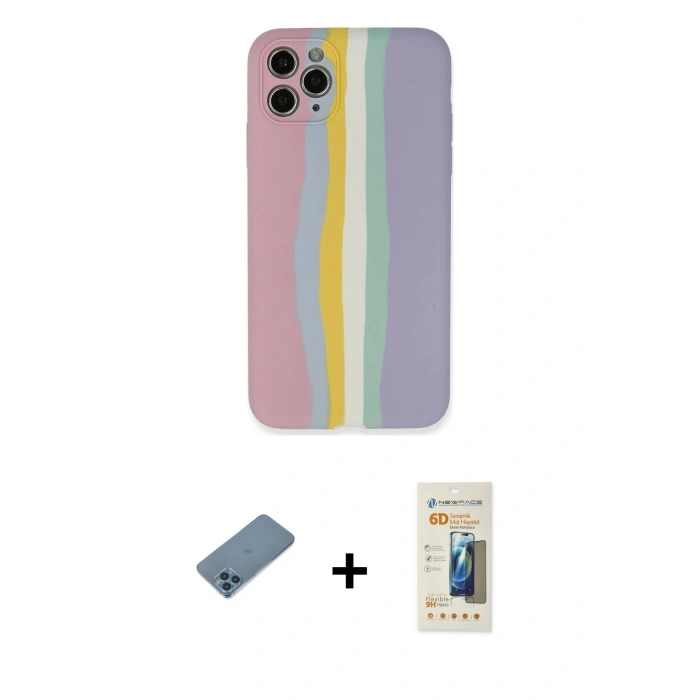 MARSİLYAN™- iPhone 11 Pro Kılıf Yadigar Çizgi - Siyah 6D Mat Seramik Hayalet Nano Ekran Koruyucu + Shine Kamera Lens Koruma Cam - MI
