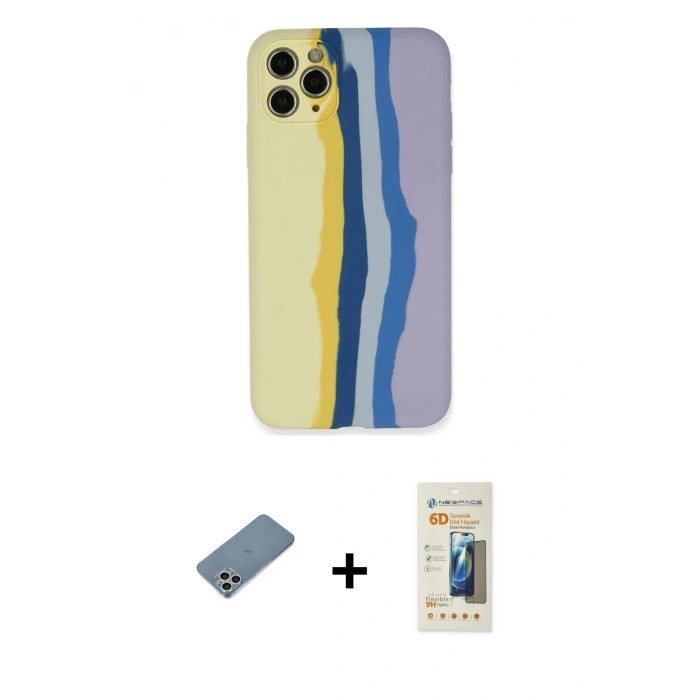 MARSİLYAN™- iPhone 11 Pro Kılıf Yadigar Çizgi - Siyah 6D Mat Seramik Hayalet Nano Ekran Koruyucu + Shine Kamera Lens Koruma Cam - GS