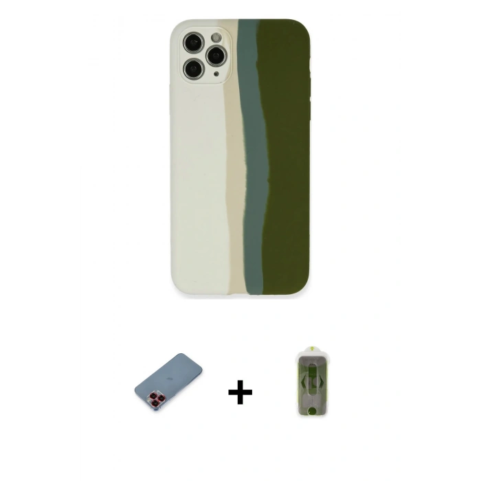 MARSİLYAN™- iPhone 11 Pro Kılıf Yadigar Çizgi - Siyah Joko Magic 5D Hayalet Cam + Metal Kamera Lens Koruma Cam - KI